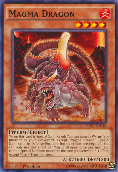 Magma Dragon, one of the best Yugioh Wyrm type monsters