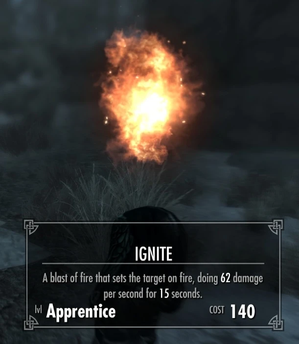 Ignite, a Skyrim Destruction spell
