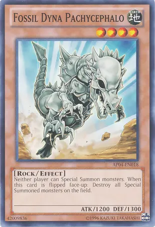 Fossil Dyna Pachycephalo, one of the best Rock type Yugioh monsters