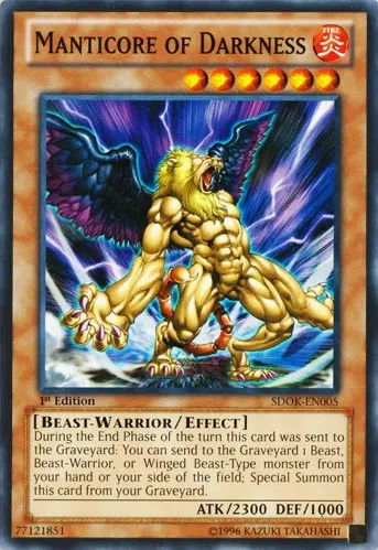 Manticore of Darkness, one of the best beast warrior type monsters in Yugioh