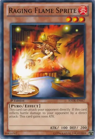 Raging Flame Sprite, one of the best Yugioh pyro type monsters