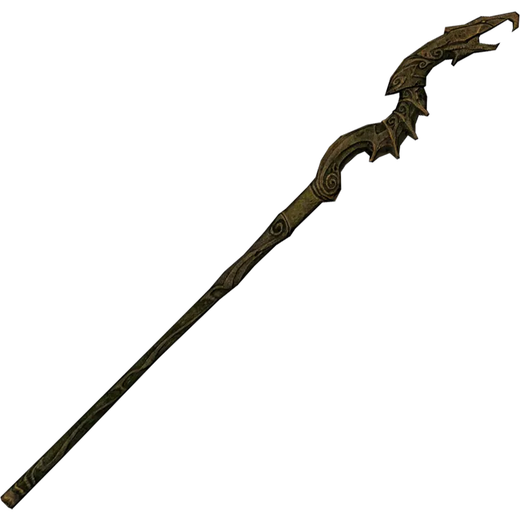 Dragon Priest Staff (Wall of Fire), one of the best staves in Skyrim