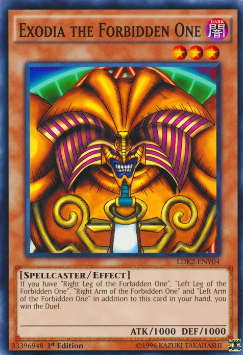 Exodia the Forbidden One, one of the most nostalgic Yugioh cards