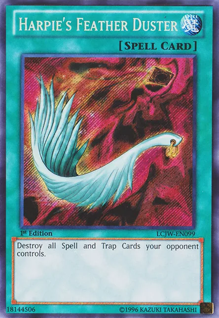 Harpie's Feather Duster, one of the best banned cards in Yugioh