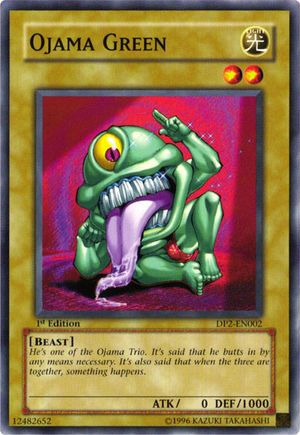Ojama Green, a bizarre Yugioh card