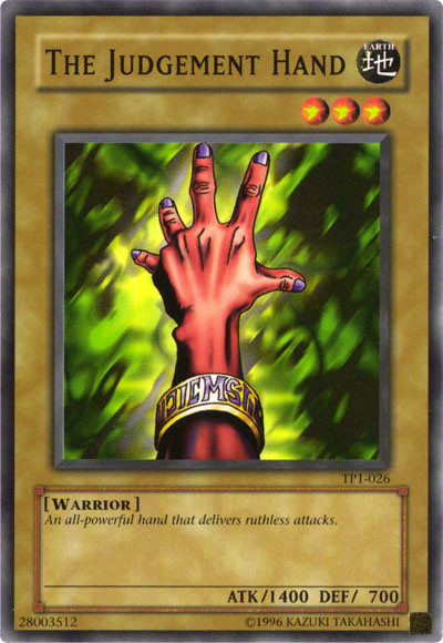 The Judgement Hand, a bizarre Yugioh card