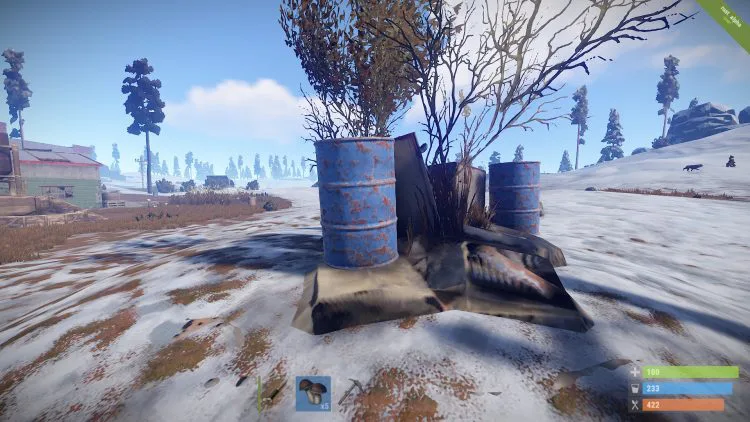 Blue Barrel, one of the best loot locations in Rust