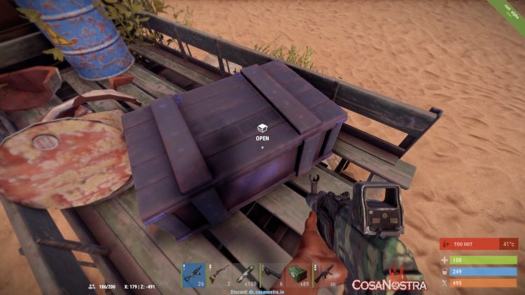 Blue Military Crate, one of the best loot locations in Rust