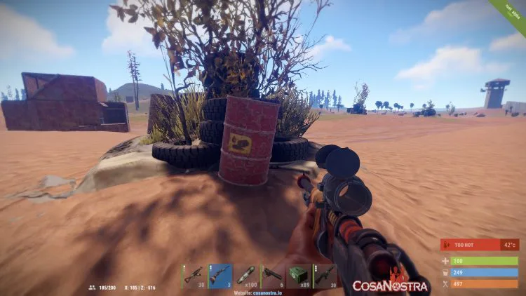 Red Barrel, one of the best loot locations in Rust