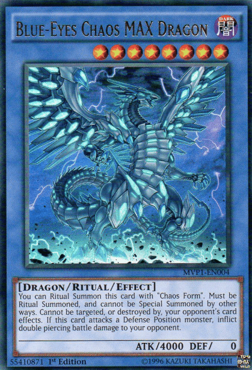 Blue-Eyes Chaos MAX Dragon, one of the most powerful Yugioh monsters