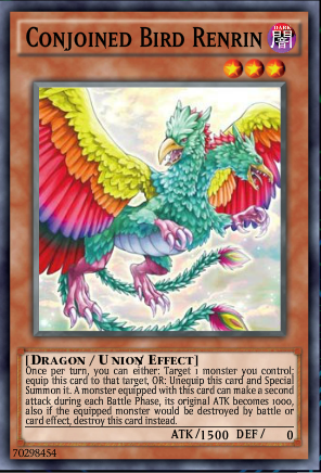 Conjoined Bird Renrin, one of the best union monsters in Yugioh