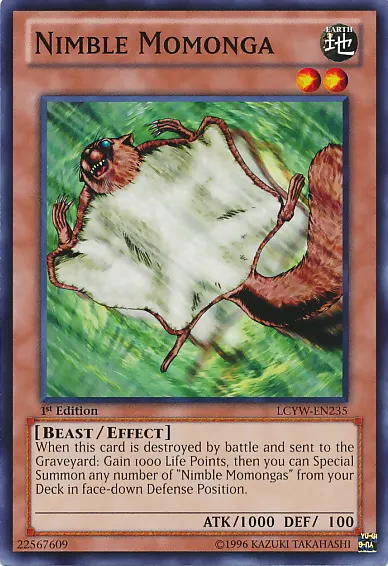 Nimble Momonga, one of the best level 2 monsters in Yugioh