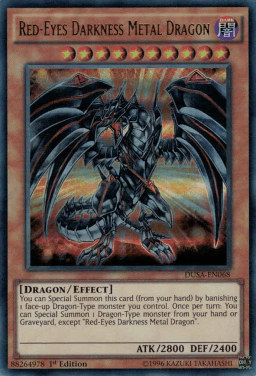 Red-Eyes Darkness Metal Dragon, one of the best level 10 monsters in Yugioh