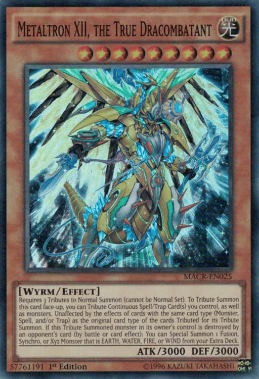 Metaltron XII the True Dracombatant, one of the best level 9 monsters in Yugioh