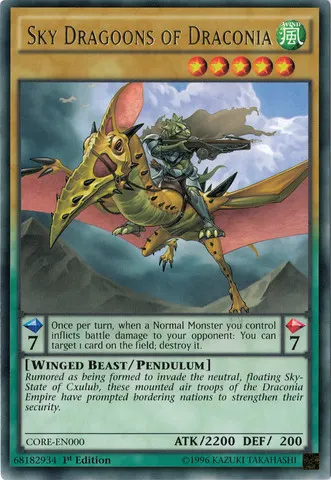 Sky Dragoons of Draconia, one of the best level 5 monsters in Yugioh