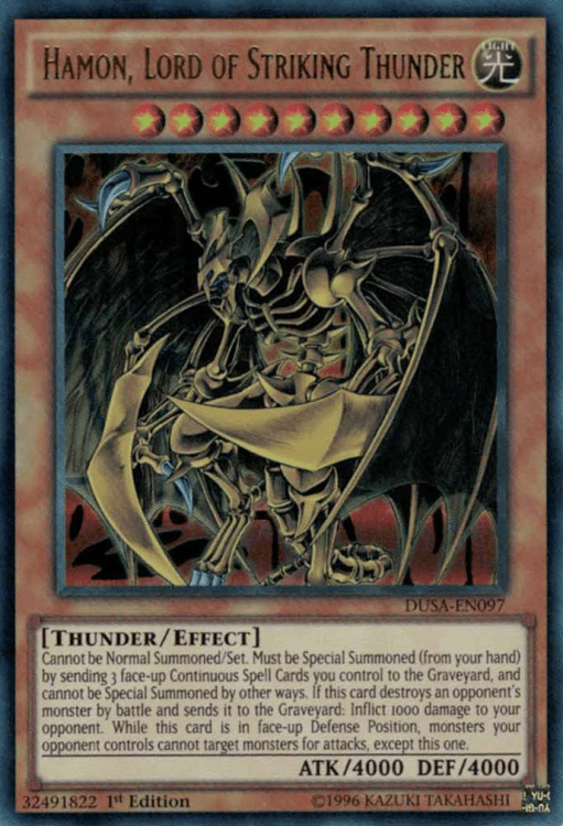 Hamon Lord of Striking Thunder, one of the best god cards in Yugioh