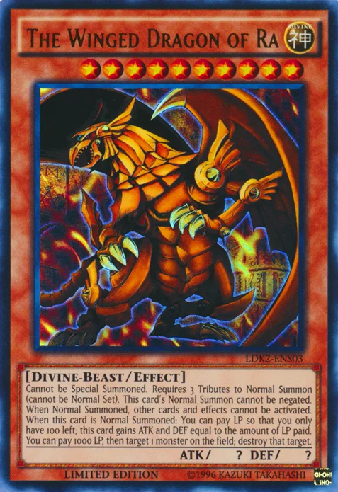 The Winged Dragon of Ra, one of the best god cards in Yugioh