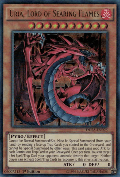 Uria Lord of Searing Flames, one of the best god cards in Yugioh