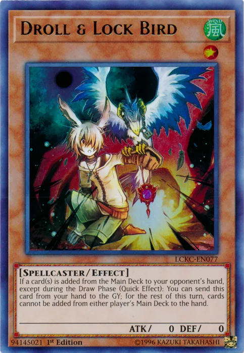 Droll & Lock Bird, one of the best hand traps in Yugioh