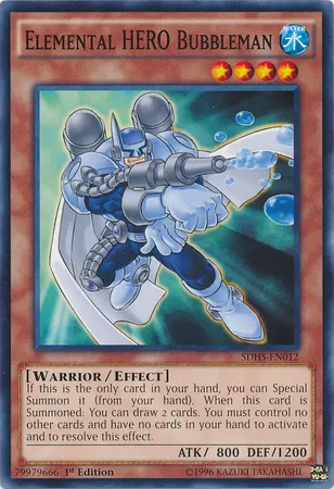 Elemental HERO Bubbleman, one of the best HERO monsters in Yugioh