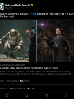hogwarts legacy holds twitch record